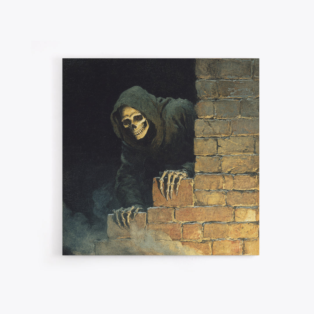 The Chimney Phantom, Danse Macabre Art, Square Wall Art, Gothic Horror Wall Art, Framed Canvas Print, Halloween Wall Art