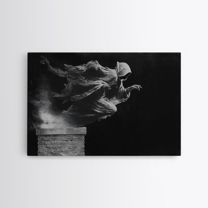 The Chimney Phantom, Symbolist Gothic Landscape, Landscape Wall Art, Dark Fantasy Wall Art, Framed Canvas Print, Halloween Wall Art
