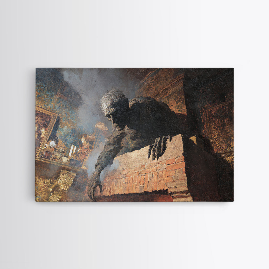 The Chimney Phantom, Ornate Symbolist Art, Landscape Wall Art, Macabre Wall Art, Framed Canvas Print, Halloween Wall Art