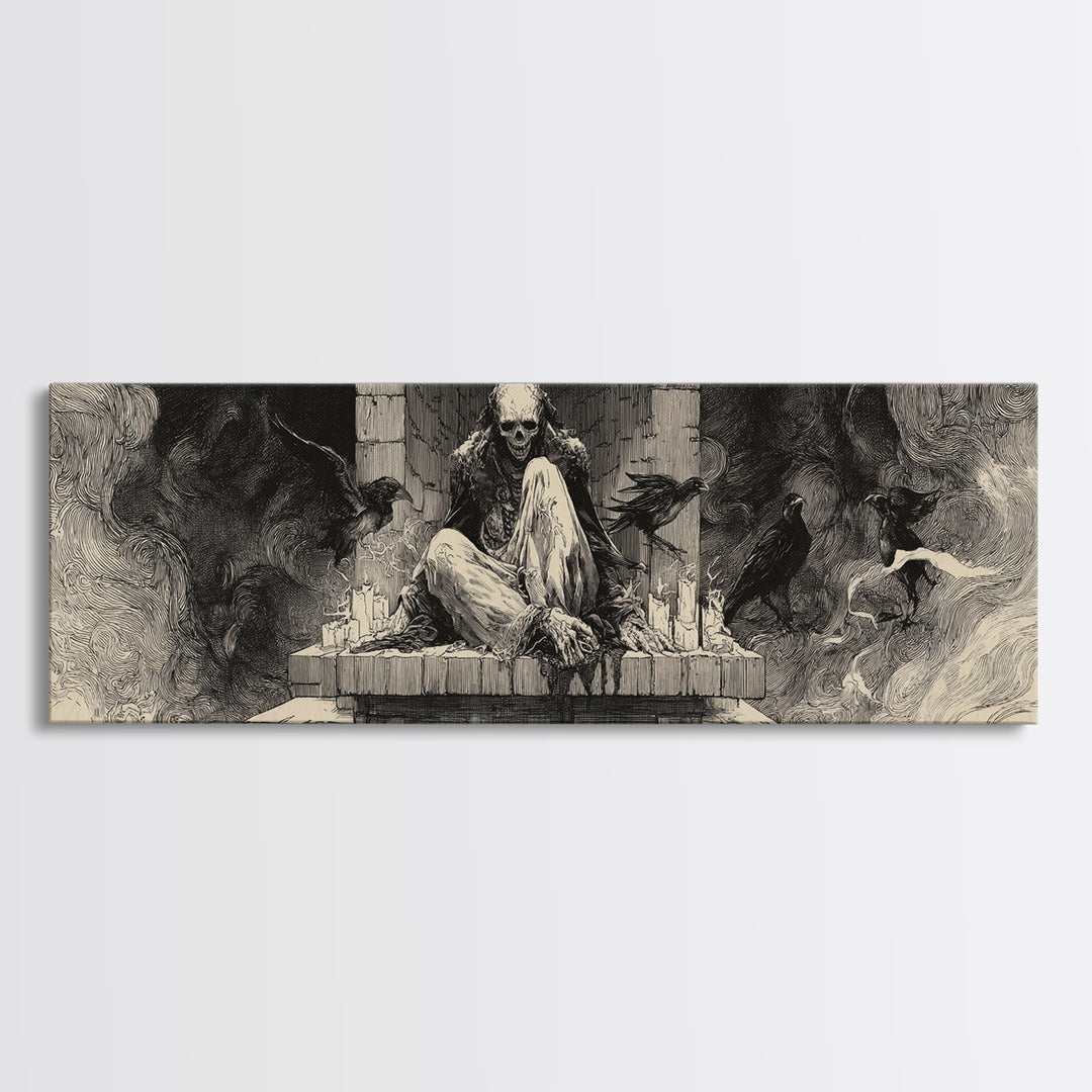 The Chimney Phantom, Decadent Gothic Art, Extra Wide Wall Art, Gothic Horror Wall Art, Framed Canvas Print, Halloween Wall Art