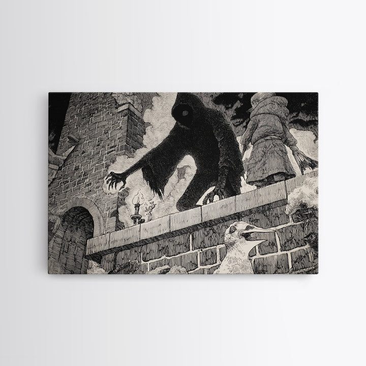 The Chimney Phantom, Victorian Macabre Art, Landscape Wall Art, Gothic Horror Wall Art, Canvas Print, Halloween Wall Art