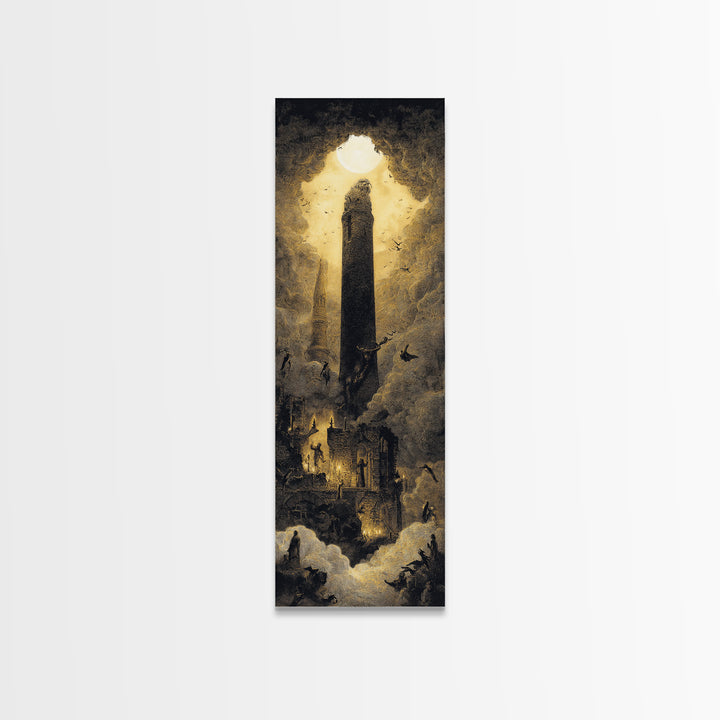 The Chimney Phantom, Surreal Apocalyptic Art, Tall Narrow Wall Art, Gothic Horror Wall Art, Canvas Print, Halloween Wall Art