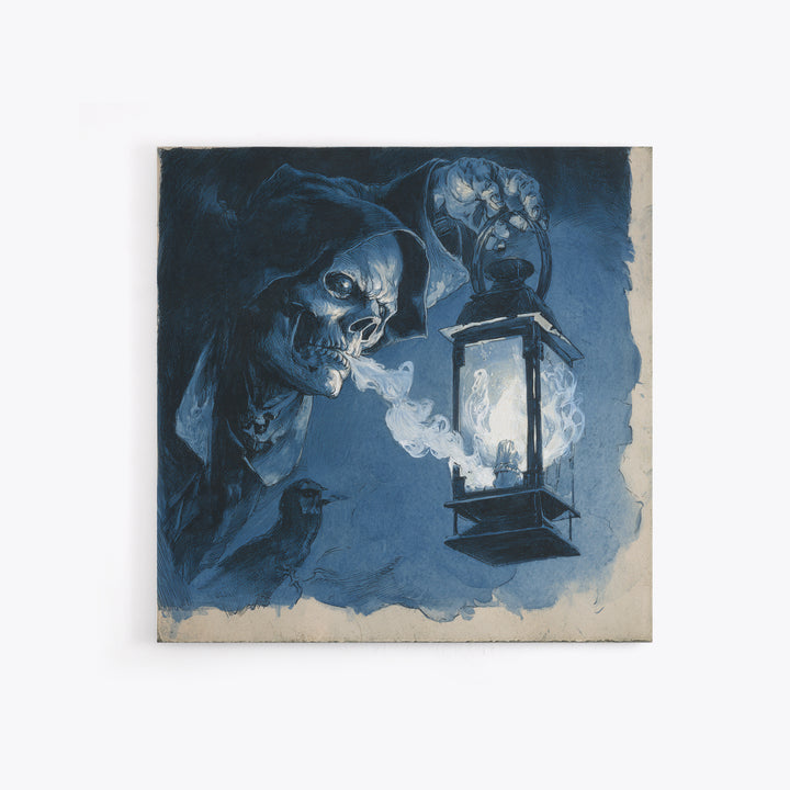 The Lantern Specter, Decadent Gothic Art, Square Wall Art, Gothic Horror Wall Art, Framed Canvas Print, Halloween Wall Art