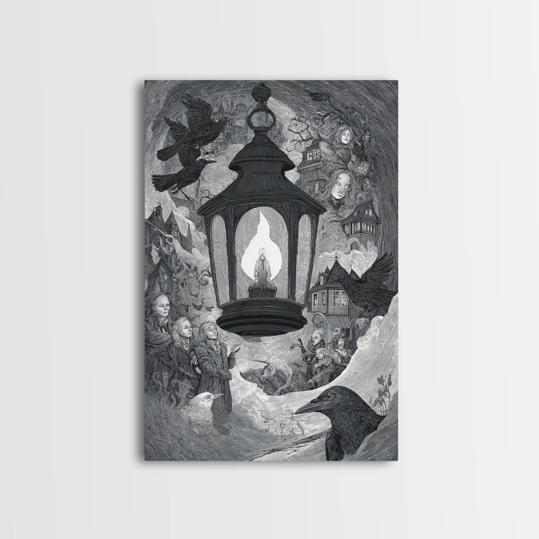 The Lantern Specter, Victorian Macabre Art, Vertical Wall Art, Dark Fantasy Wall Art, Canvas Print, Halloween Wall Art