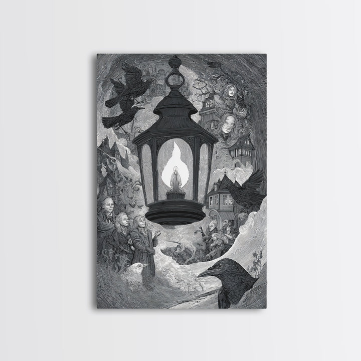The Lantern Specter, Victorian Macabre Art, Vertical Wall Art, Dark Fantasy Wall Art, Canvas Print, Halloween Wall Art