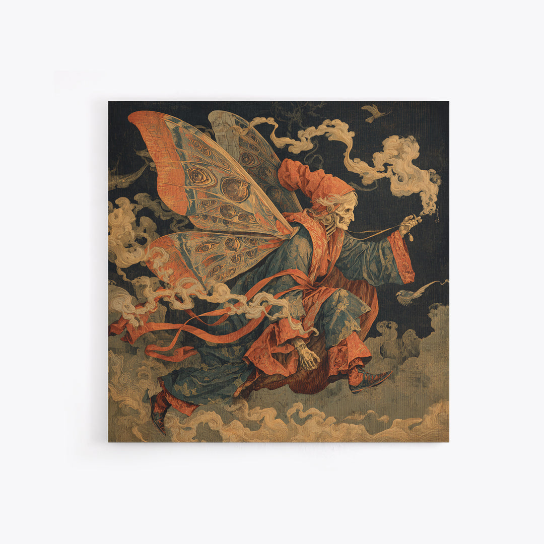 The Velvet Moth Witch, Danse Macabre Art, Square Wall Art, Dark Halloween Decor, Framed Canvas Print, Halloween Wall Art