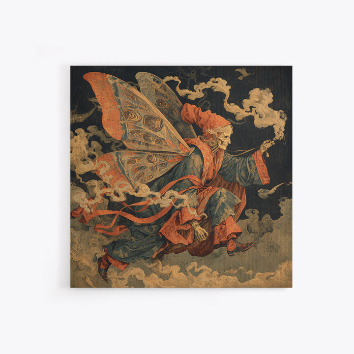 The Velvet Moth Witch, Danse Macabre Art, Square Wall Art, Dark Halloween Decor, Framed Canvas Print, Halloween Wall Art