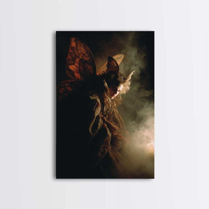 The Velvet Moth Witch, Gothic Nightmare Art, Vertical Wall Art, Gothic Horror Wall Art, Canvas Print, Halloween Wall Art