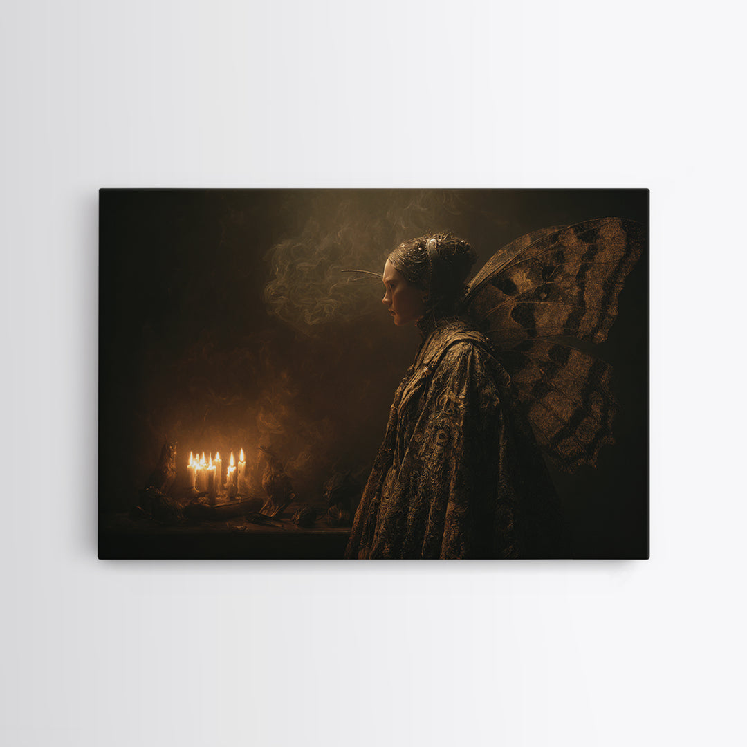 The Velvet Moth Witch, Symbolist Gothic Landscape, Landscape Wall Art, Gothic Horror Wall Art, Canvas Print, Halloween Wall Art