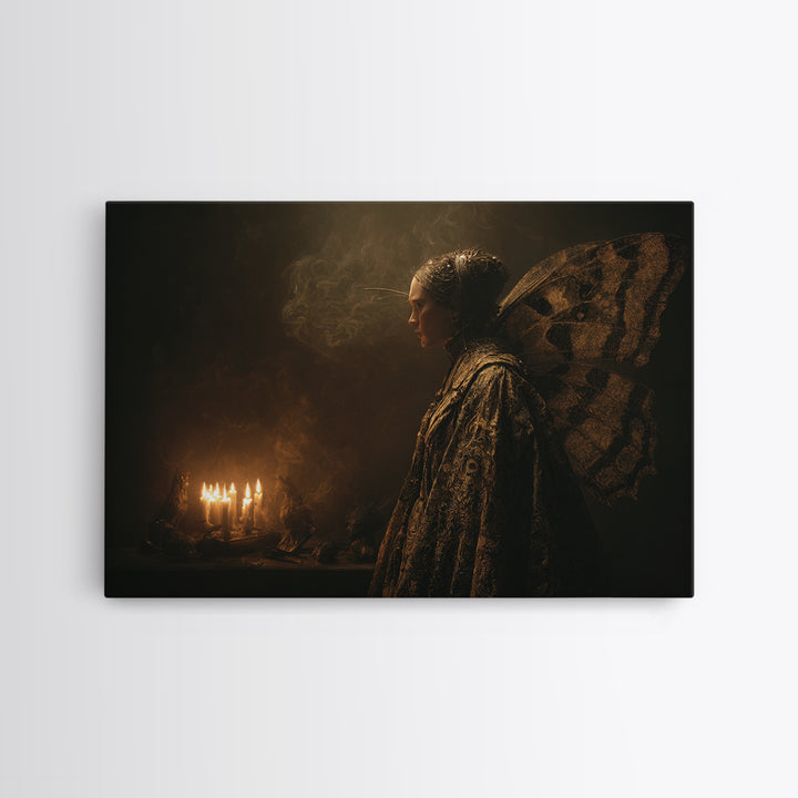 The Velvet Moth Witch, Symbolist Gothic Landscape, Landscape Wall Art, Gothic Horror Wall Art, Canvas Print, Halloween Wall Art