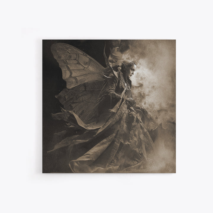 The Velvet Moth Witch, Biomechanical Horror Art, Square Wall Art, Gothic Horror Wall Art, Canvas Print, Halloween Wall Art, Dark Fantasy Art