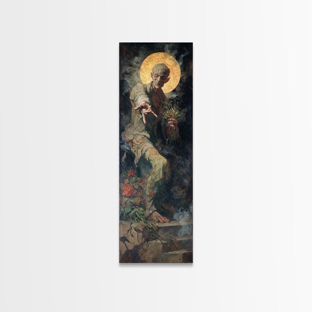 The Ghostly Groom, Dark Renaissance Art, Tall Narrow Wall Art, Gothic Horror Wall Art, Framed Canvas Print, Halloween Wall Art