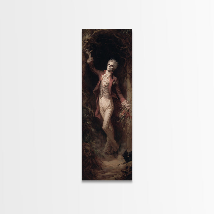 The Ghostly Groom, Gothic Nightmare Art, Tall Narrow Wall Art, Macabre Wall Art, Framed Canvas Print, Halloween Wall Art