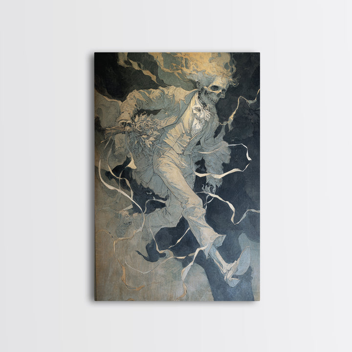 The Ghostly Groom, Decadent Gothic Art, Vertical Wall Art, Dark Halloween Decor, Framed Canvas Print, Halloween Wall Art