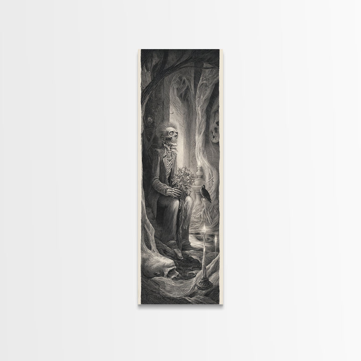 The Ghostly Groom, Expressionist Nightmare Art, Tall Narrow Wall Art, Dark Halloween Decor, Framed Canvas Print, Halloween Wall Art