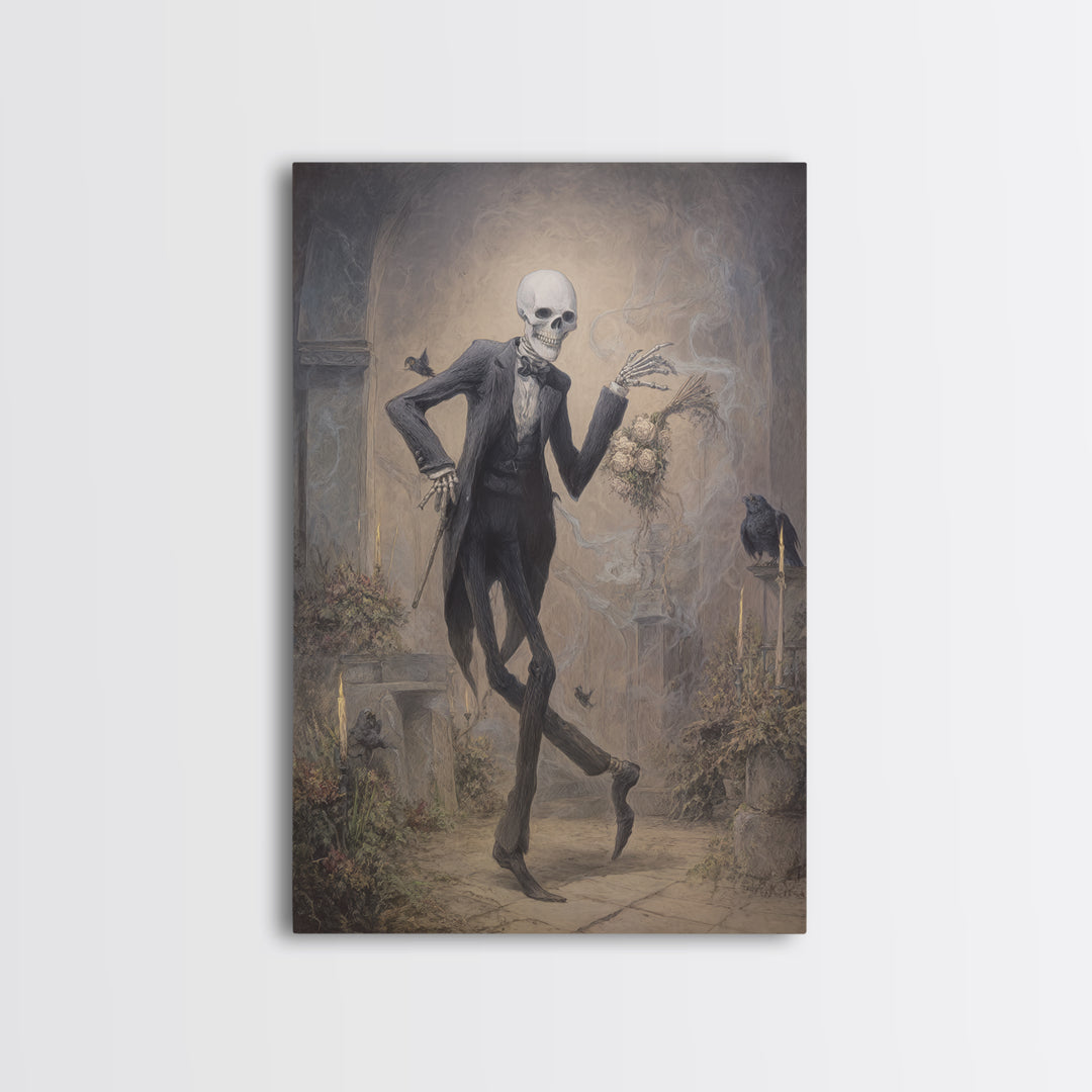 The Ghostly Groom, Victorian Macabre Art, Vertical Wall Art, Dark Halloween Decor, Framed Canvas Print, Halloween Wall Art