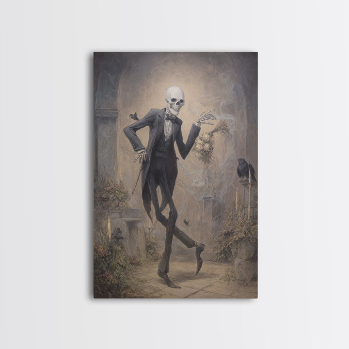 The Ghostly Groom, Victorian Macabre Art, Vertical Wall Art, Dark Halloween Decor, Framed Canvas Print, Halloween Wall Art