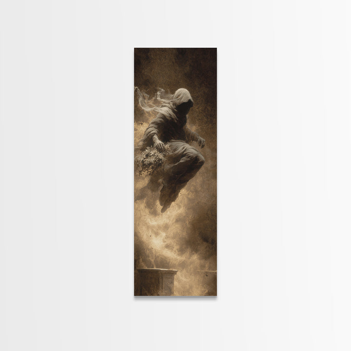 The Ghostly Groom, Surreal Apocalyptic Art, Tall Narrow Wall Art, Macabre Wall Art, Canvas Print, Halloween Wall Art
