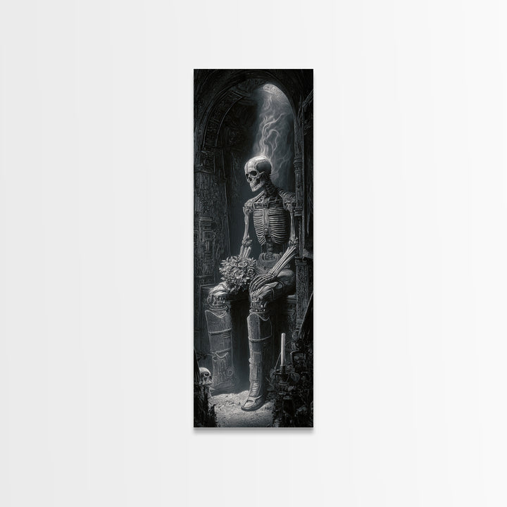 The Ghostly Groom, Biomechanical Horror Art, Tall Narrow Wall Art, Gothic Horror Wall Art, Canvas Print, Halloween Wall Art