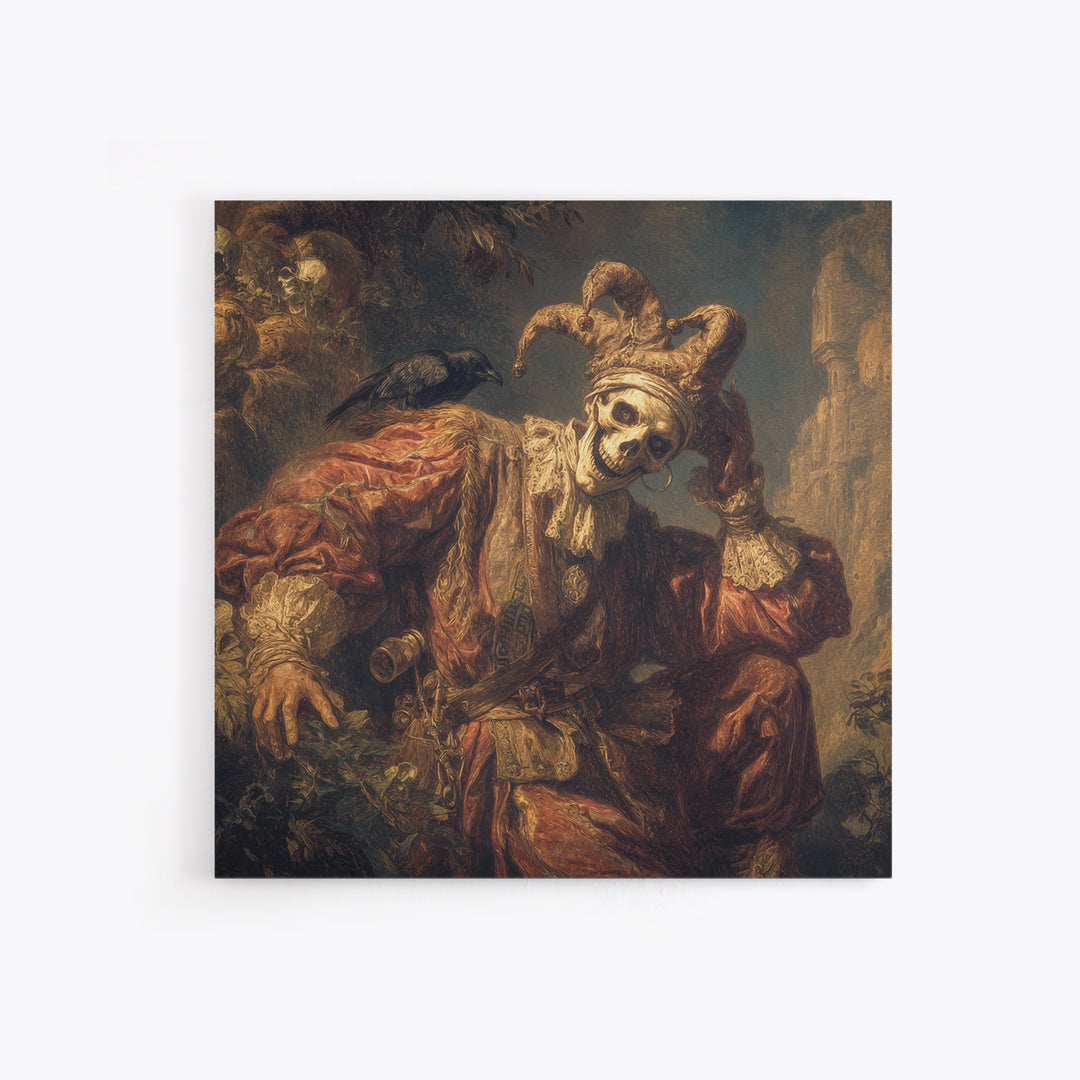 The Phantom Jester, Baroque Witchcraft Art, Square Wall Art, Dark Halloween Decor, Canvas Print, Halloween Wall Art, Gothic Home Decor