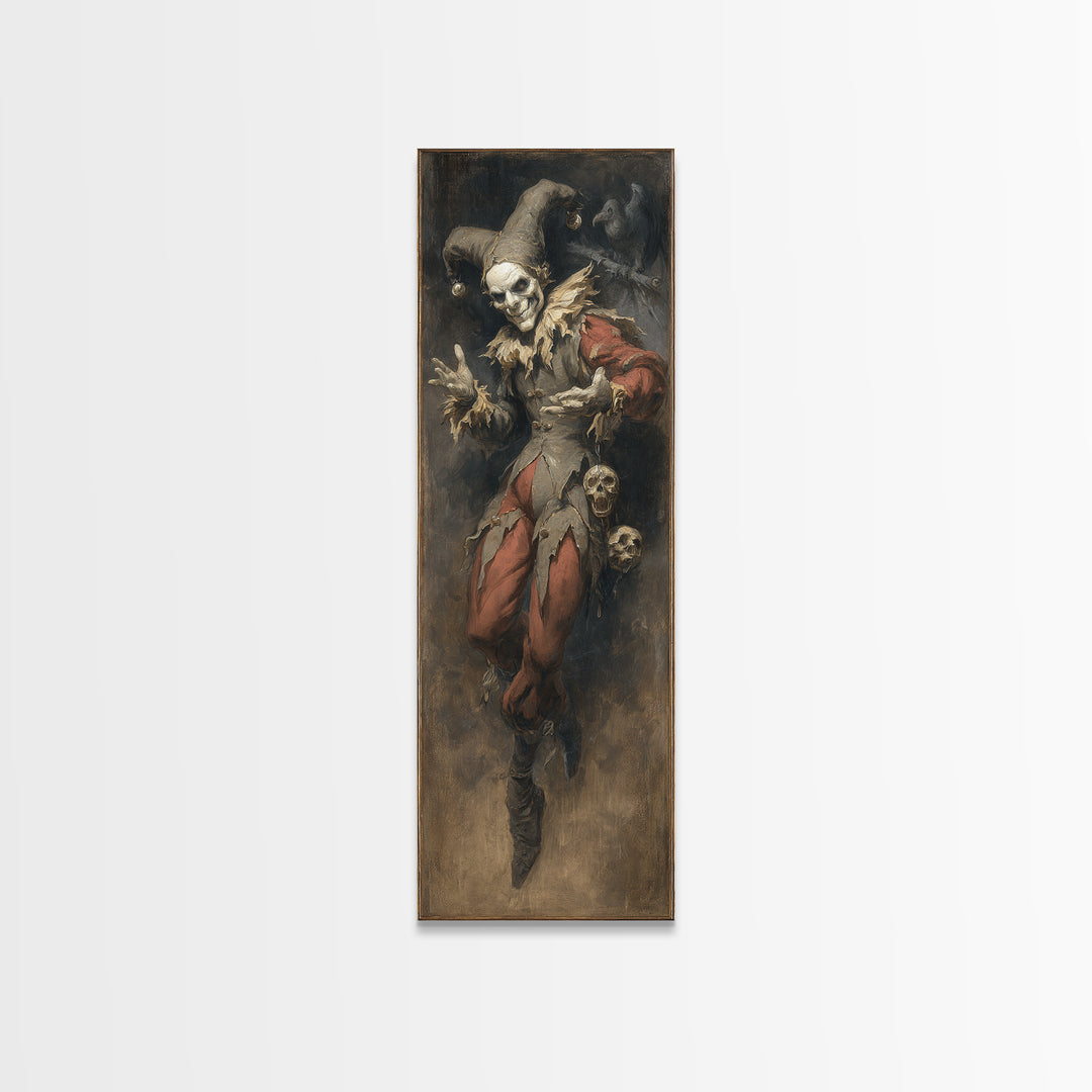 The Phantom Jester, Gothic Nightmare Art, Tall Narrow Wall Art, Macabre Wall Art, Canvas Print, Halloween Wall Art, Gothic Home Decor