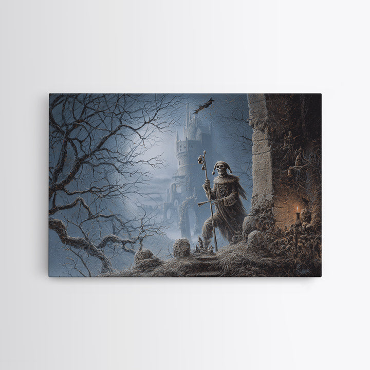 The Phantom Jester, Romantic Gothic Landscape, Landscape Wall Art, Dark Fantasy Wall Art, Canvas Print, Halloween Wall Art