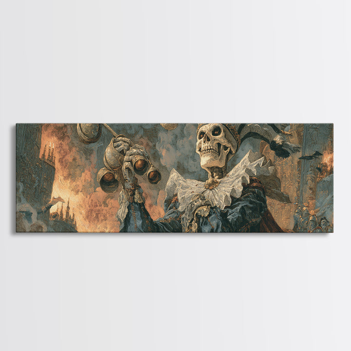 The Phantom Jester, Apocalyptic Romantic Art, Extra Wide Wall Art, Dark Fantasy Wall Art, Framed Canvas Print, Halloween Wall Art