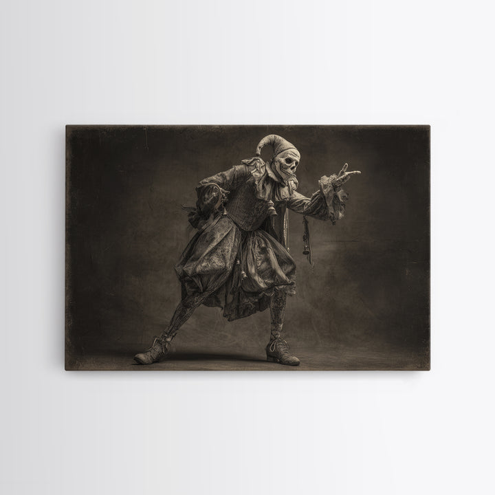 The Phantom Jester, Expressionist Nightmare Art, Landscape Wall Art, Dark Halloween Decor, Framed Canvas Print, Halloween Wall Art