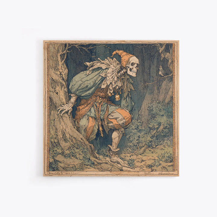 The Phantom Jester, Gothic Storybook Art, Square Wall Art, Dark Fantasy Wall Art, Canvas Print, Halloween Wall Art, Gothic Home Decor