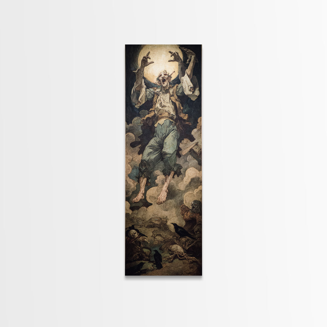 The Marionette Master, Dark Renaissance Art, Tall Narrow Wall Art, Macabre Wall Art, Framed Canvas Print, Halloween Wall Art