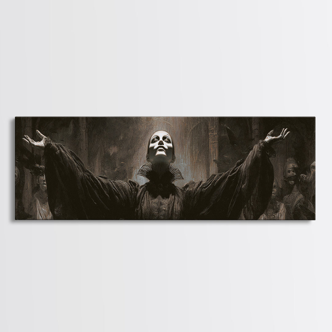The Marionette Master, Dark Symbolist Art, Extra Wide Wall Art, Macabre Wall Art, Framed Canvas Print, Halloween Wall Art