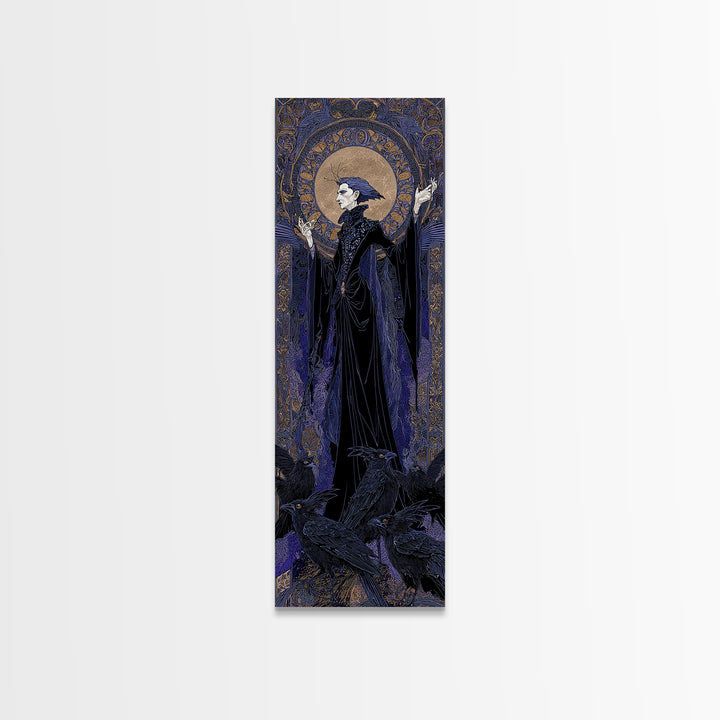 The Marionette Master, Stained Glass Gothic Art, Tall Narrow Wall Art, Dark Halloween Decor, Canvas Print, Halloween Wall Art