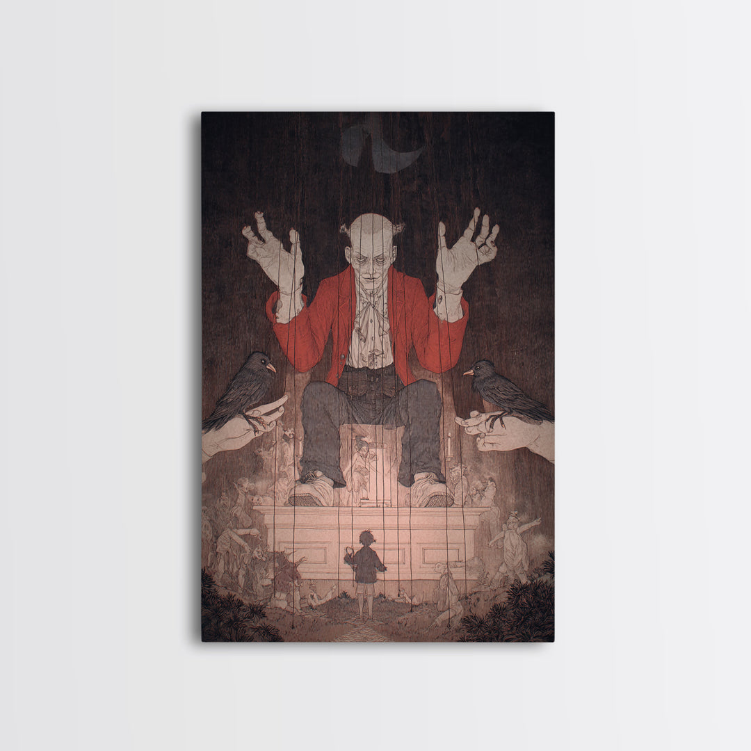 The Marionette Master, Victorian Macabre Art, Vertical Wall Art, Dark Fantasy Wall Art, Canvas Print, Halloween Wall Art