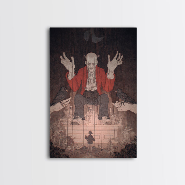 The Marionette Master, Victorian Macabre Art, Vertical Wall Art, Dark Fantasy Wall Art, Canvas Print, Halloween Wall Art