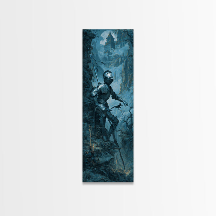 The Spectral Knight, Baroque Witchcraft Art, Tall Narrow Wall Art, Gothic Horror Wall Art, Canvas Print, Halloween Wall Art