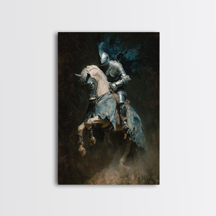 The Spectral Knight, Dark Romantic Horror Art, Vertical Wall Art, Dark Halloween Decor, Canvas Print, Halloween Wall Art, Horror Wall Art
