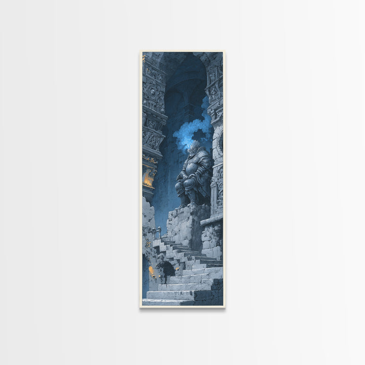 The Spectral Knight, Architectural Etching Art, Tall Narrow Wall Art, Macabre Wall Art, Framed Canvas Print