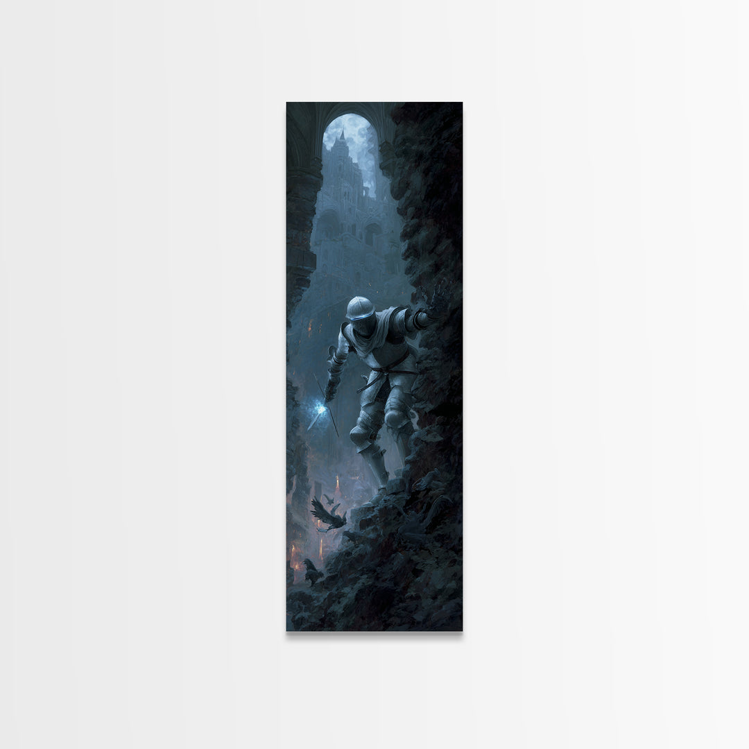 The Spectral Knight, Apocalyptic Romantic Art, Tall Narrow Wall Art, Macabre Wall Art, Canvas Print, Halloween Wall Art, Seasonal Home Decor