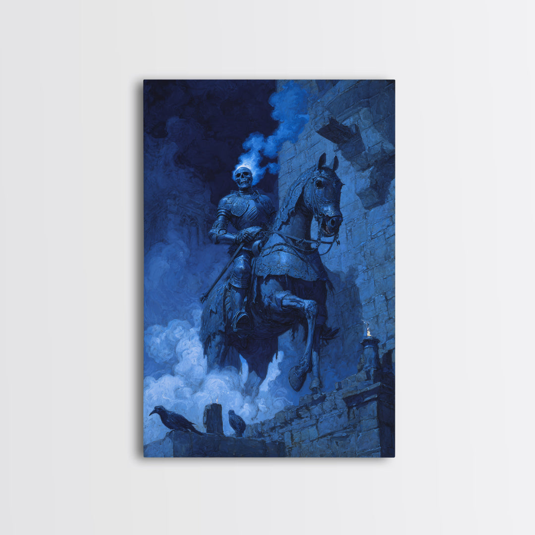 The Spectral Knight, Decadent Gothic Art, Vertical Wall Art, Gothic Horror Wall Art, Framed Canvas Print, Halloween Wall Art