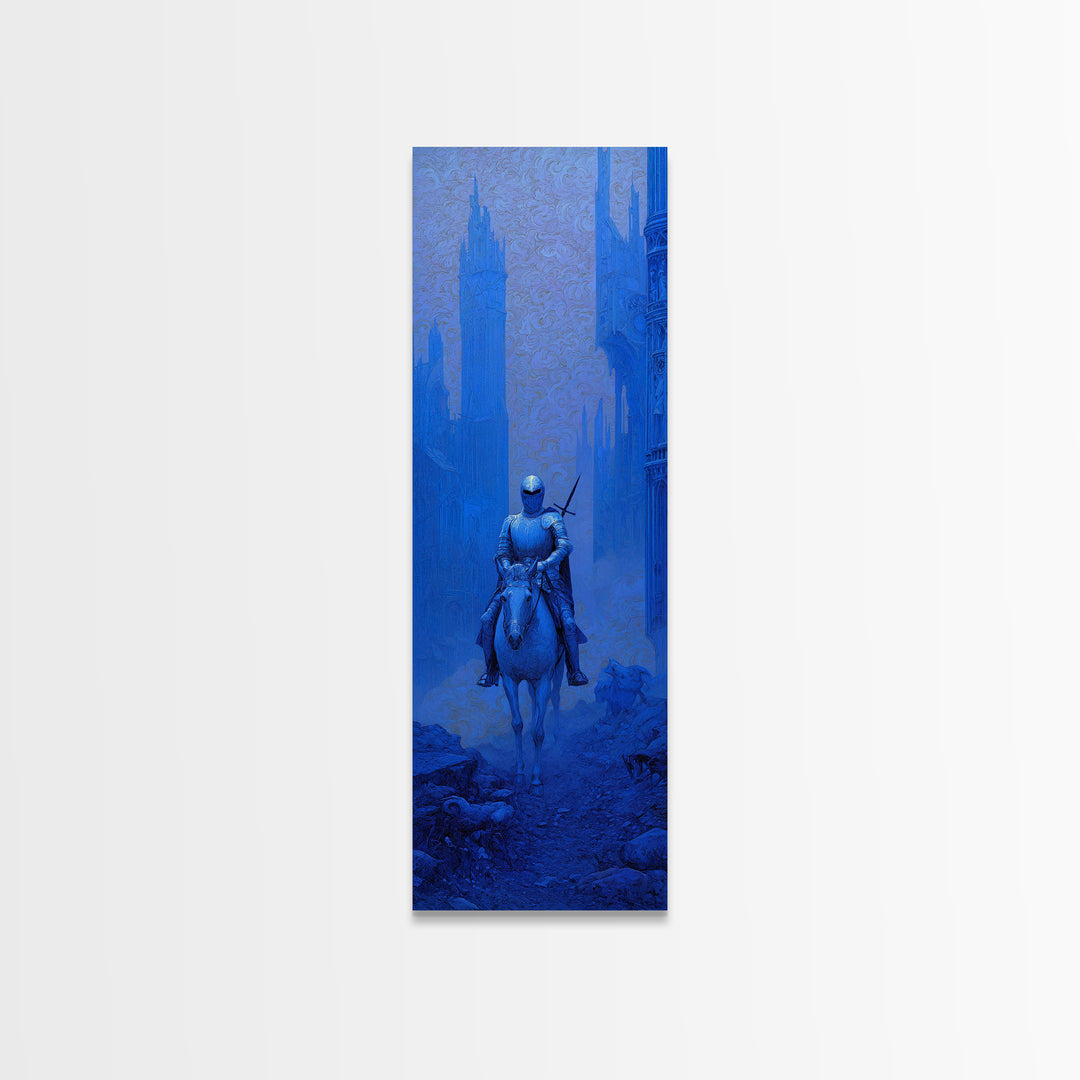 The Spectral Knight, Surreal Apocalyptic Art, Tall Narrow Wall Art, Dark Fantasy Wall Art, Canvas Print, Halloween Wall Art
