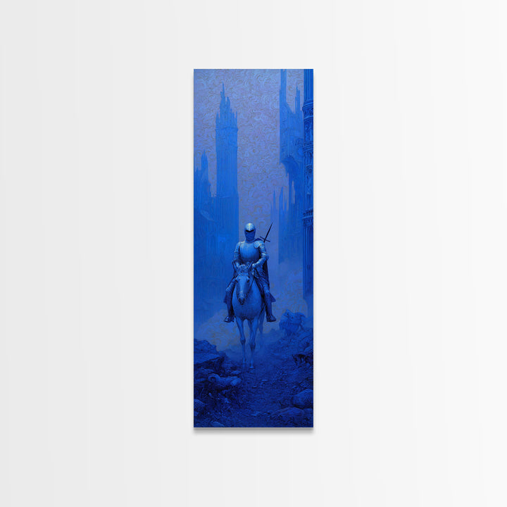 The Spectral Knight, Surreal Apocalyptic Art, Tall Narrow Wall Art, Dark Fantasy Wall Art, Canvas Print, Halloween Wall Art