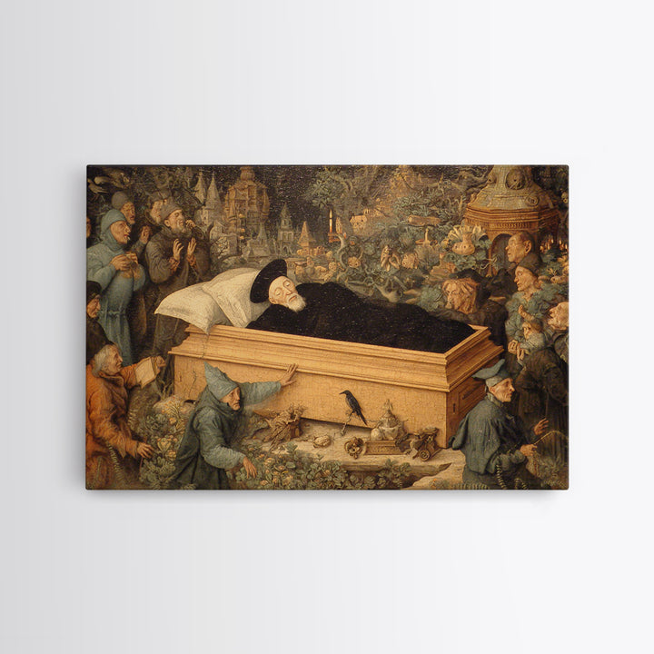 The Coffin Sleeper, Medieval Grotesque Art, Landscape Wall Art, Macabre Wall Art, Framed Canvas Print, Halloween Wall Art
