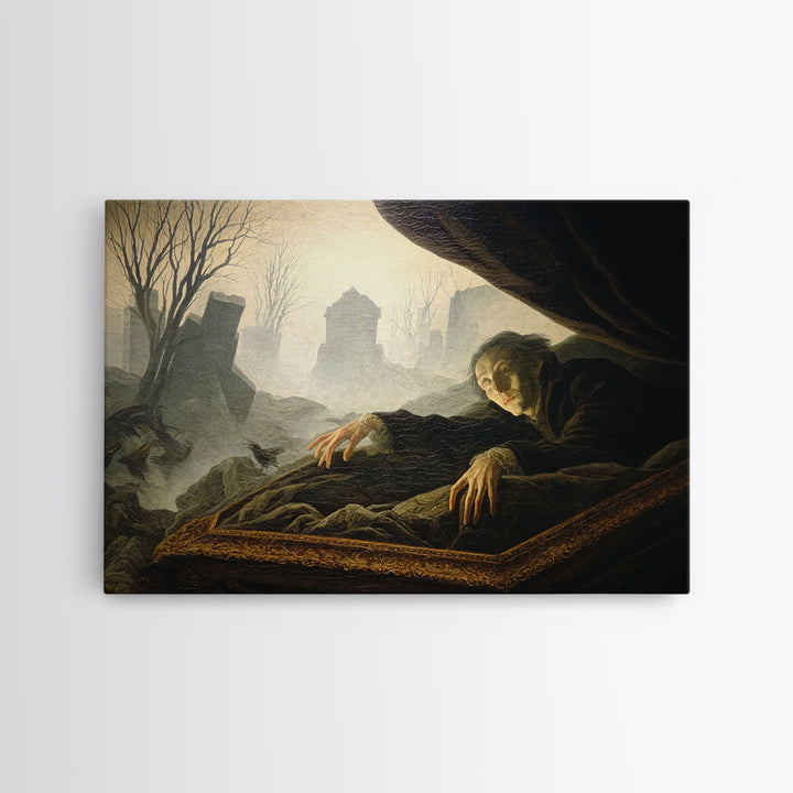 The Coffin Sleeper, Romantic Gothic Landscape, Landscape Wall Art, Dark Fantasy Wall Art, Canvas Print, Halloween Wall Art