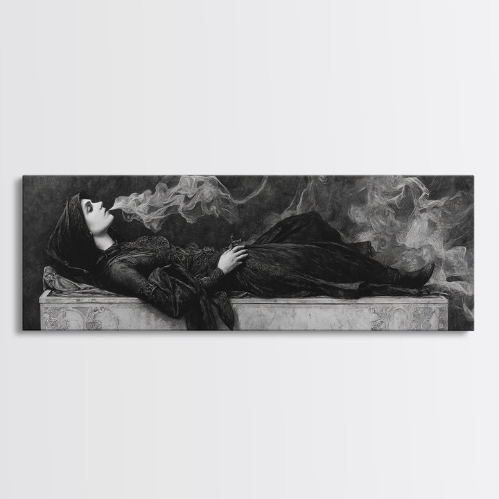 The Coffin Sleeper, Dark Symbolist Art, Extra Wide Wall Art, Gothic Horror Wall Art, Canvas Print, Halloween Wall Art