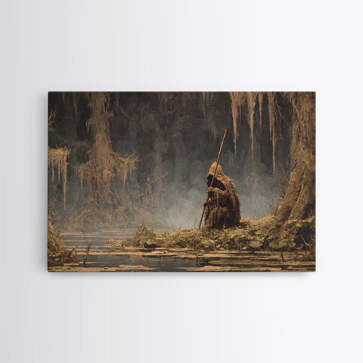 The Swamp Witch, Baroque Witchcraft Art, Landscape Wall Art, Gothic Horror Wall Art, Canvas Print, Halloween Wall Art, Gothic Home Decor