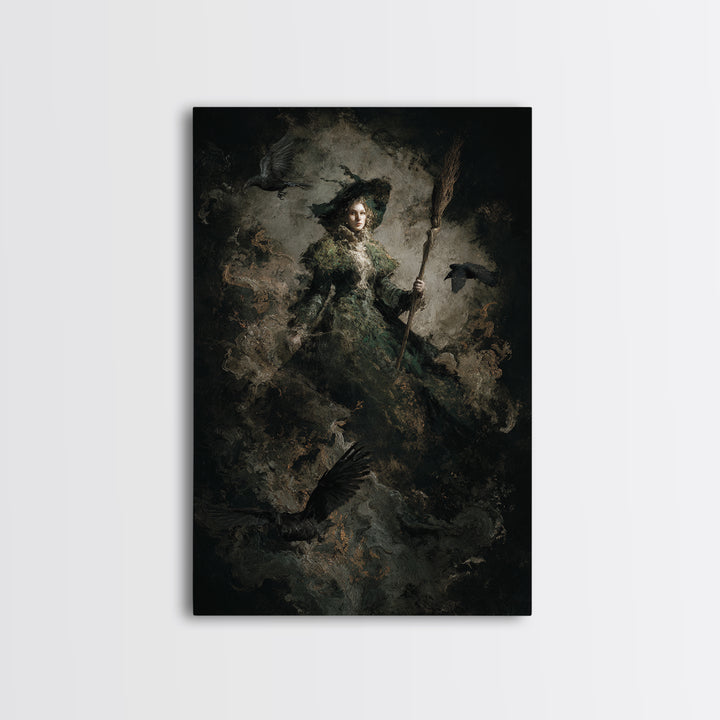 The Swamp Witch, Dark Romantic Horror Art, Vertical Wall Art, Dark Fantasy Wall Art, Framed Canvas Print, Halloween Wall Art