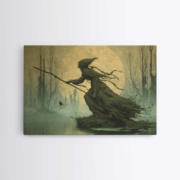 The Swamp Witch, Romantic Gothic Landscape, Landscape Wall Art, Macabre Wall Art, Canvas Print, Halloween Wall Art