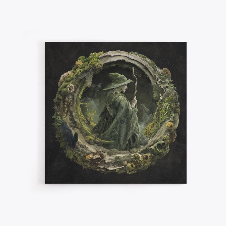 The Swamp Witch, Symbolist Dream Art, Square Wall Art, Dark Fantasy Wall Art, Canvas Print, Halloween Wall Art, Horror Wall Art