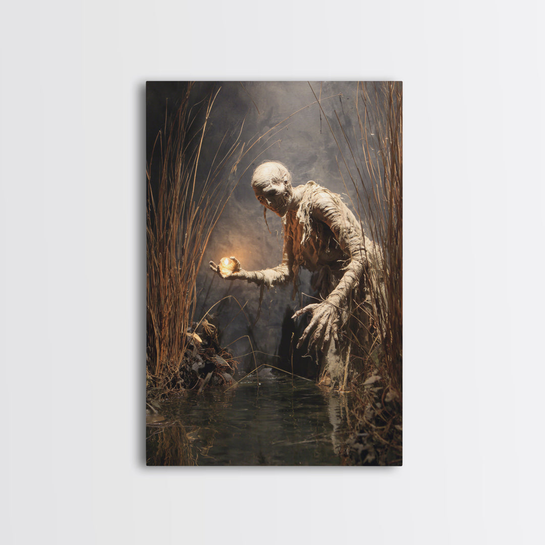 The Bog Mummy, Dark Renaissance Art, Vertical Wall Art, Dark Fantasy Wall Art, Canvas Print, Halloween Wall Art, Dark Fantasy Art