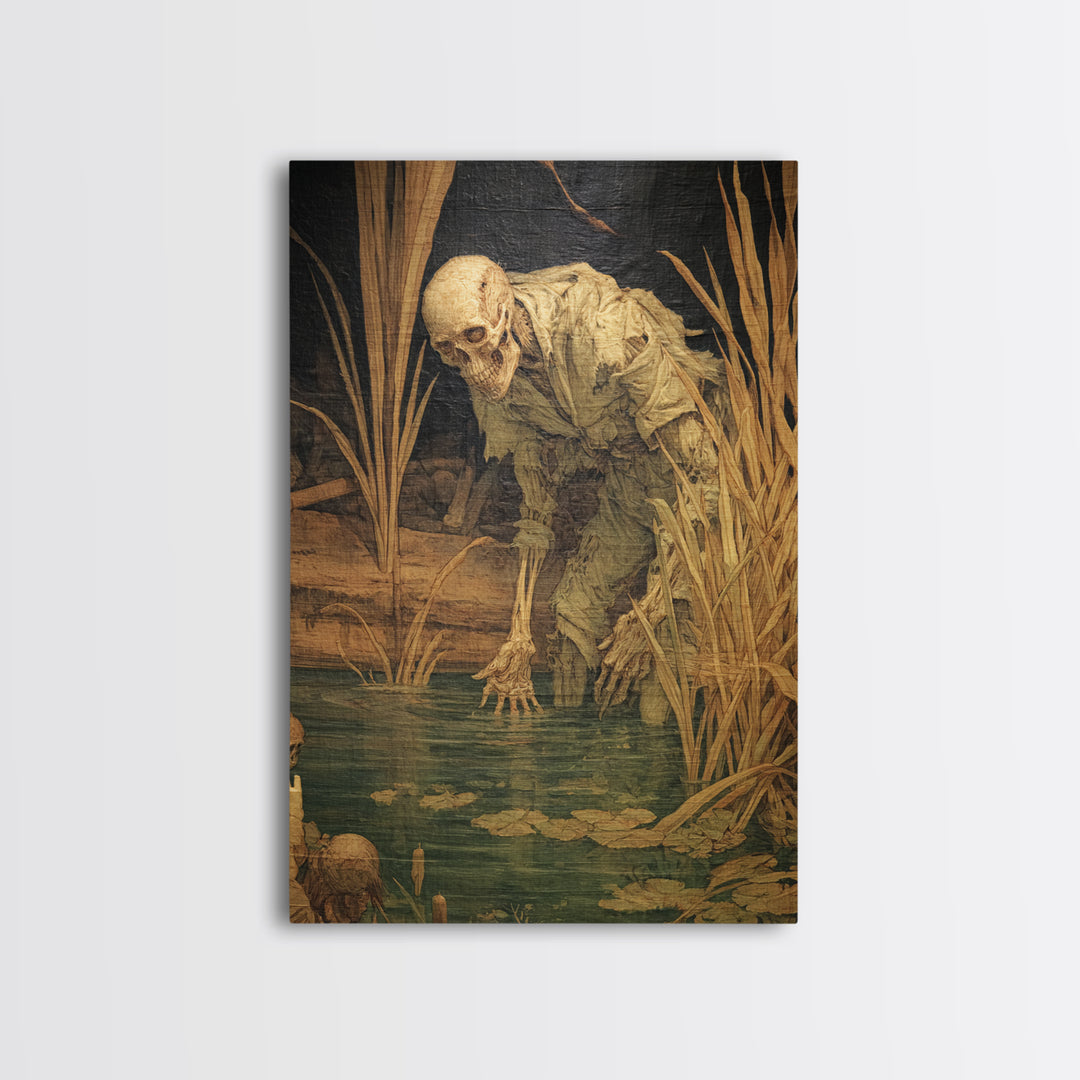 The Bog Mummy, Danse Macabre Art, Vertical Wall Art, Dark Fantasy Wall Art, Canvas Print, Halloween Wall Art